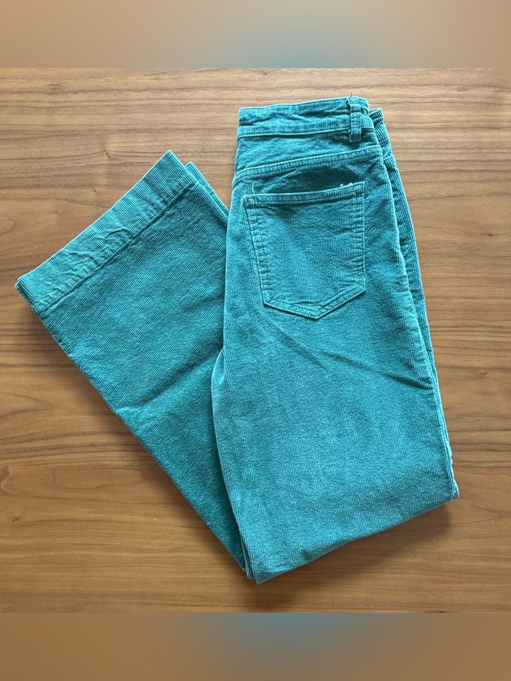 Teal Corduroy Wide Leg Pants